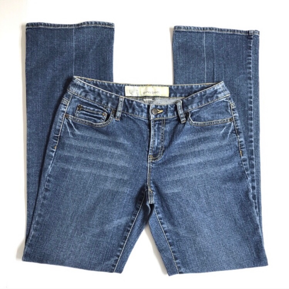 LOFT Curvy Mid Rise Bootcut Jeans, Size 6